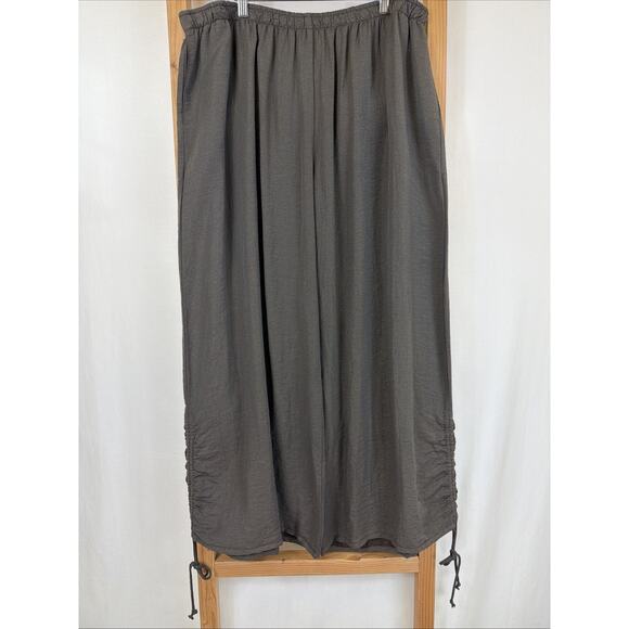 Et Lois Pants - NWT Et Lois Brown Ruched Hem Elastic Waist Pockets Wide Leg Pants #1433 Size 3X